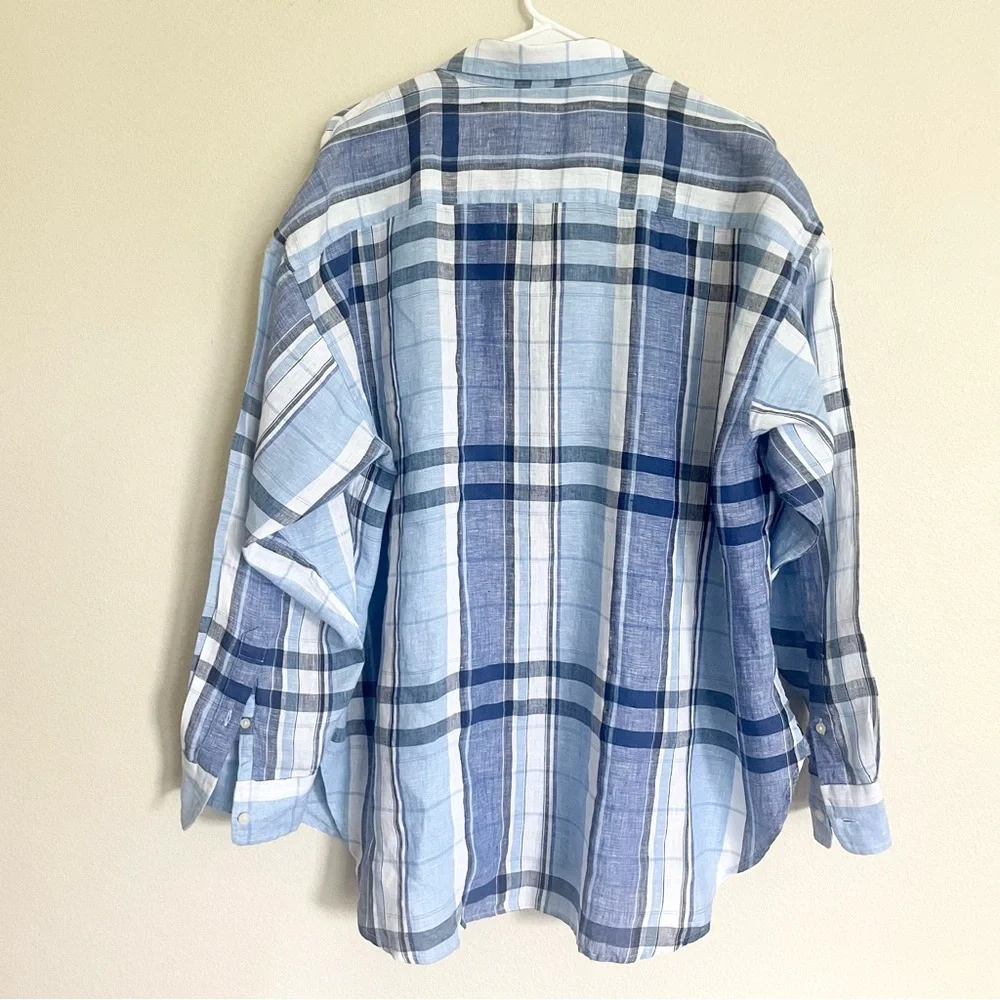 Ralph Lauren Floral and Blue Plaid Linen Women's Top - Picture 8 of 8